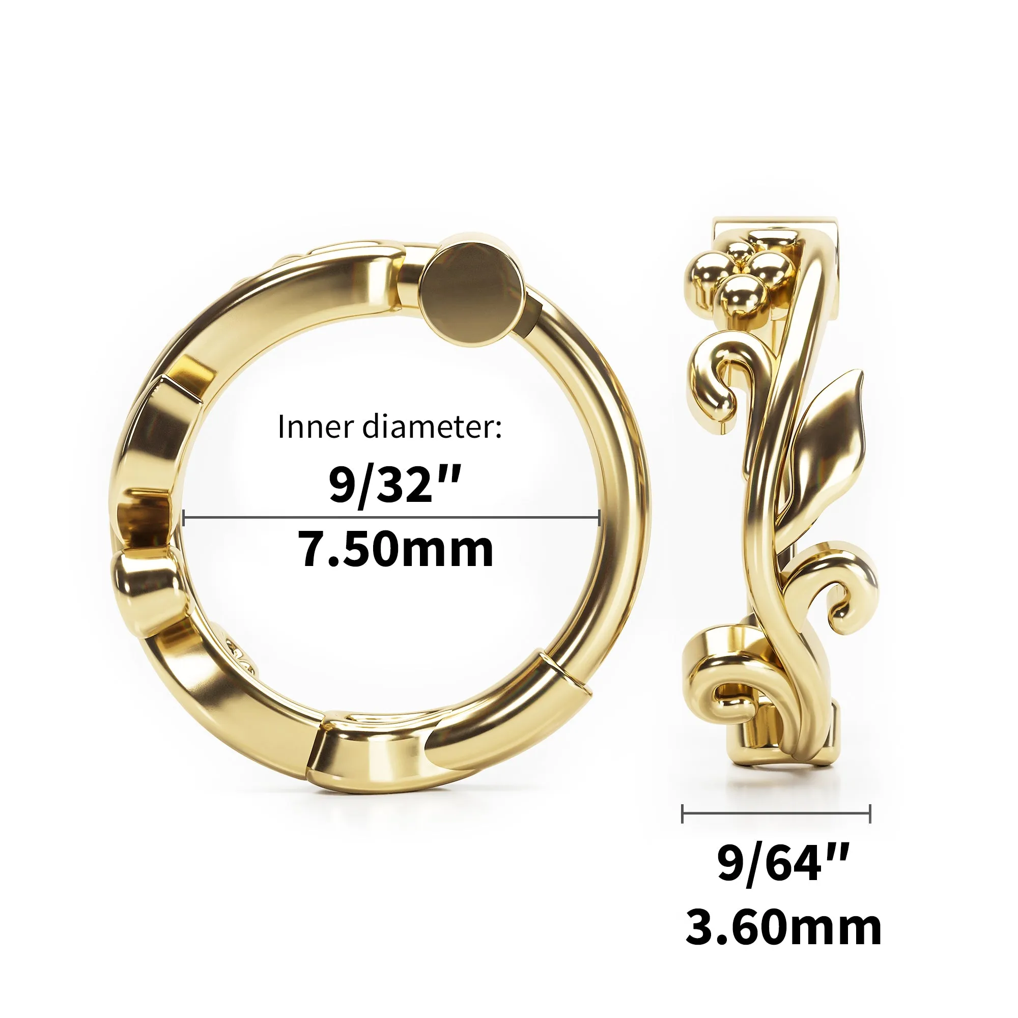 14K Gold Leaf Nose Clicker Hoop