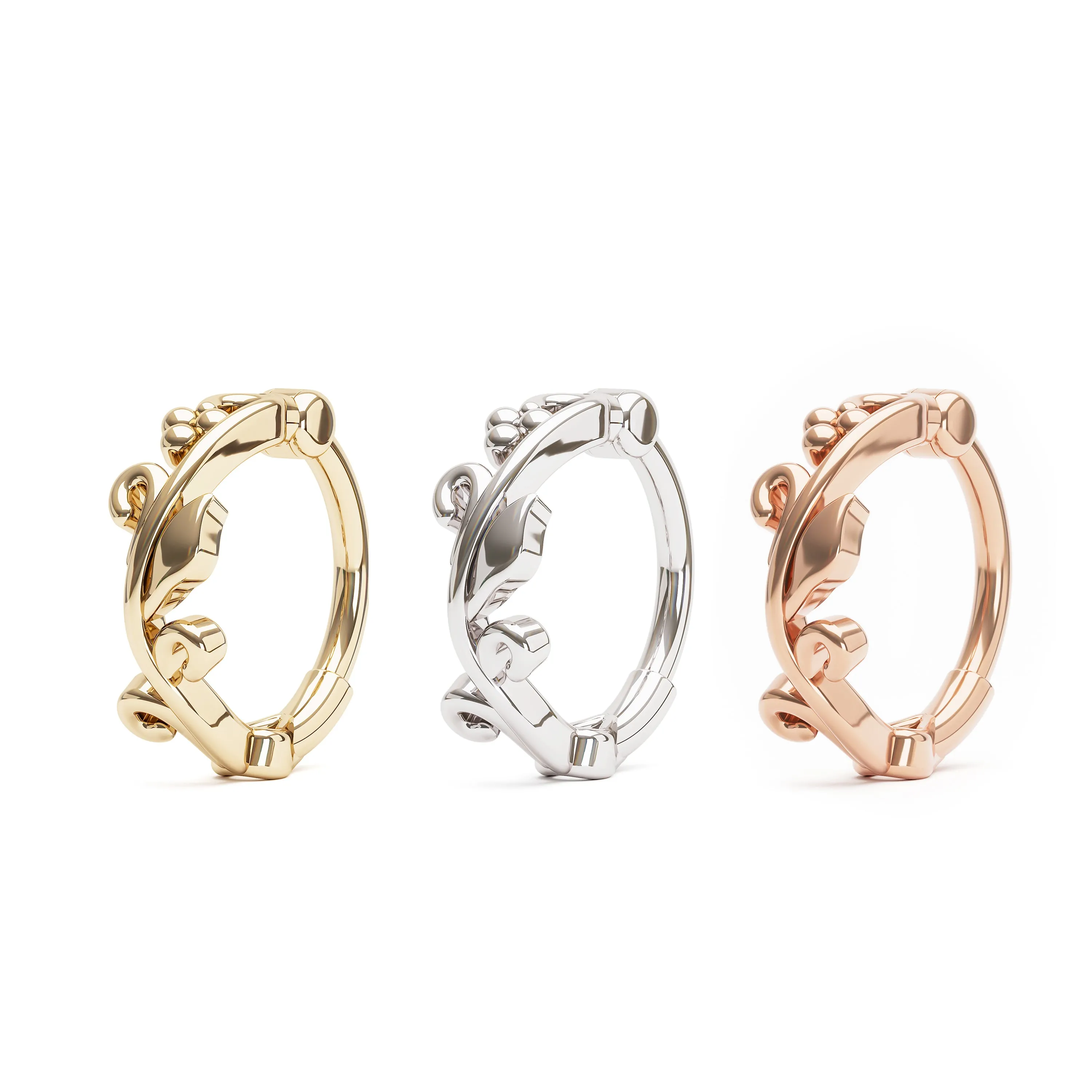 14K Gold Leaf Nose Clicker Hoop