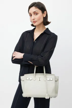 2013 Gris Perle Clemence Leather & Silver Birkin 30 Bag