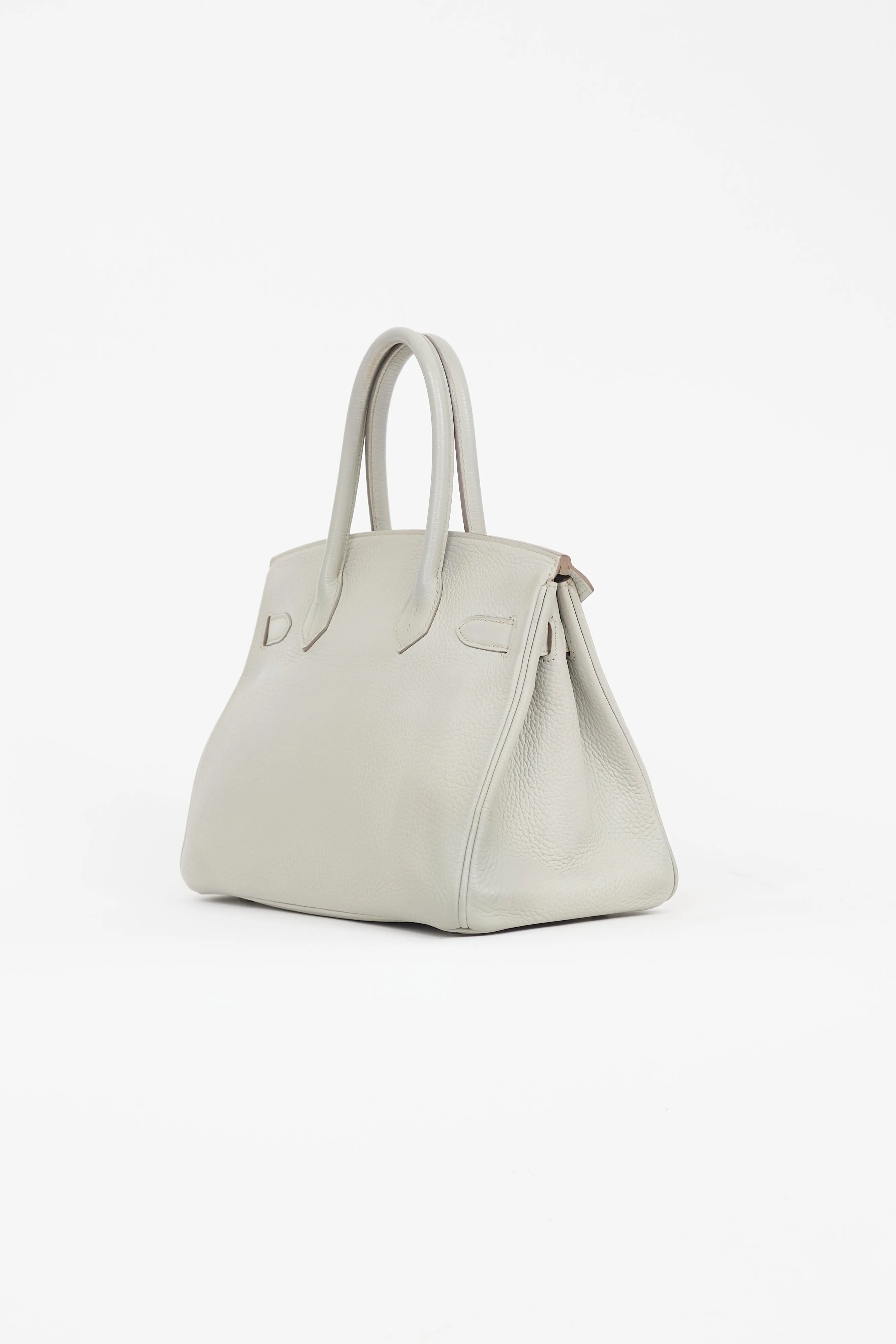 2013 Gris Perle Clemence Leather & Silver Birkin 30 Bag