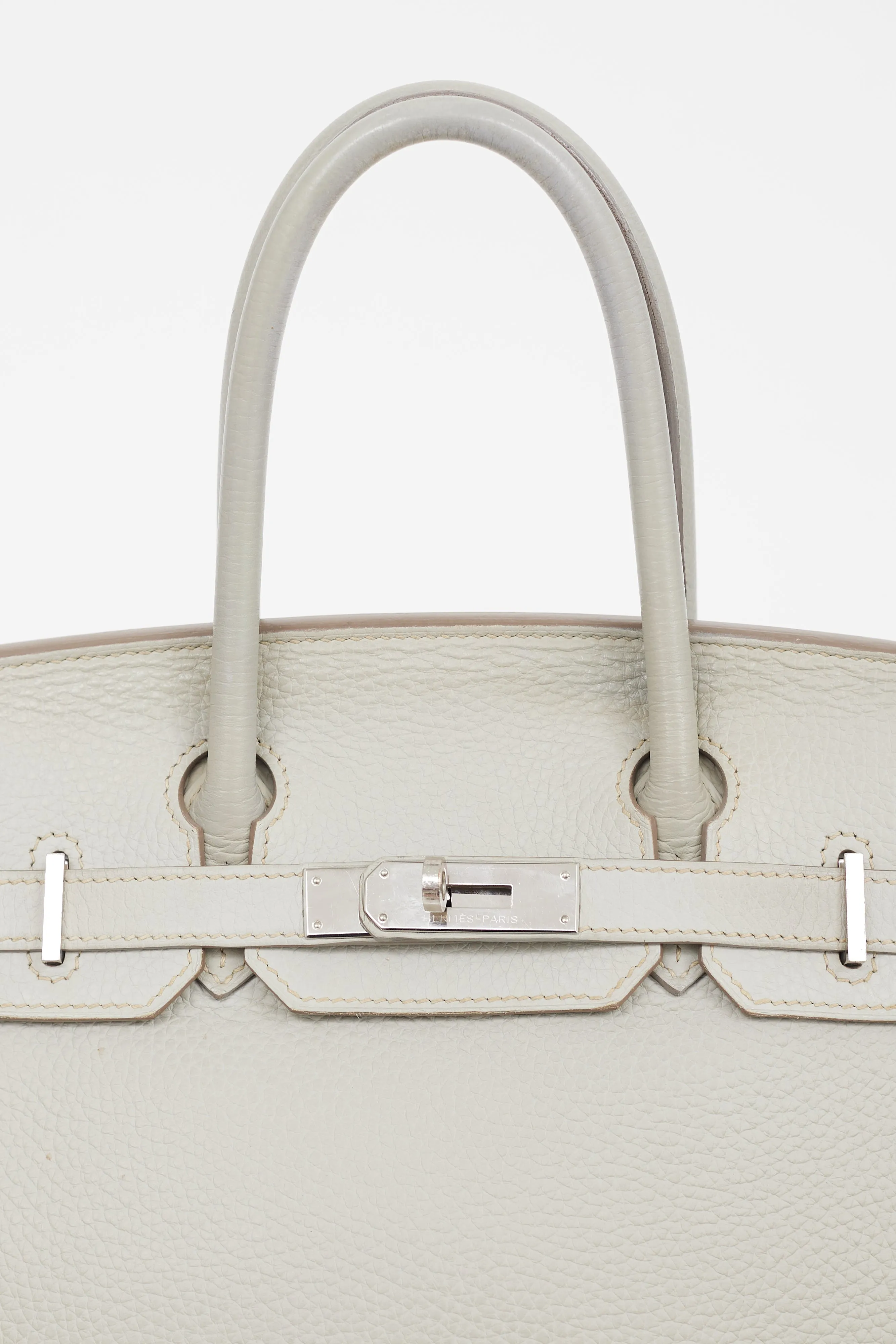 2013 Gris Perle Clemence Leather & Silver Birkin 30 Bag