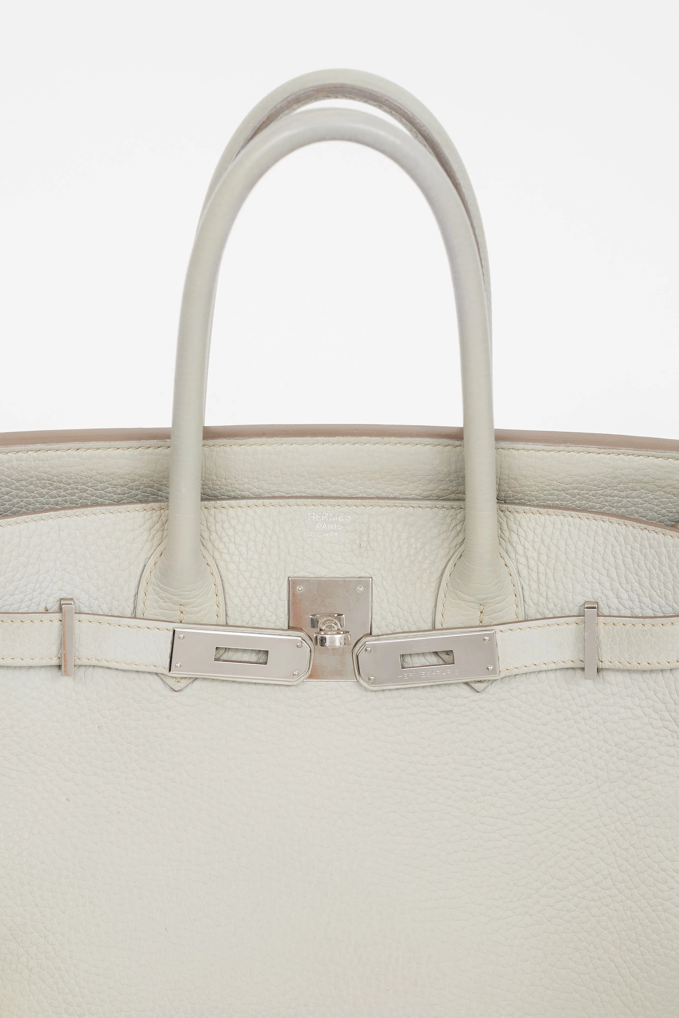 2013 Gris Perle Clemence Leather & Silver Birkin 30 Bag