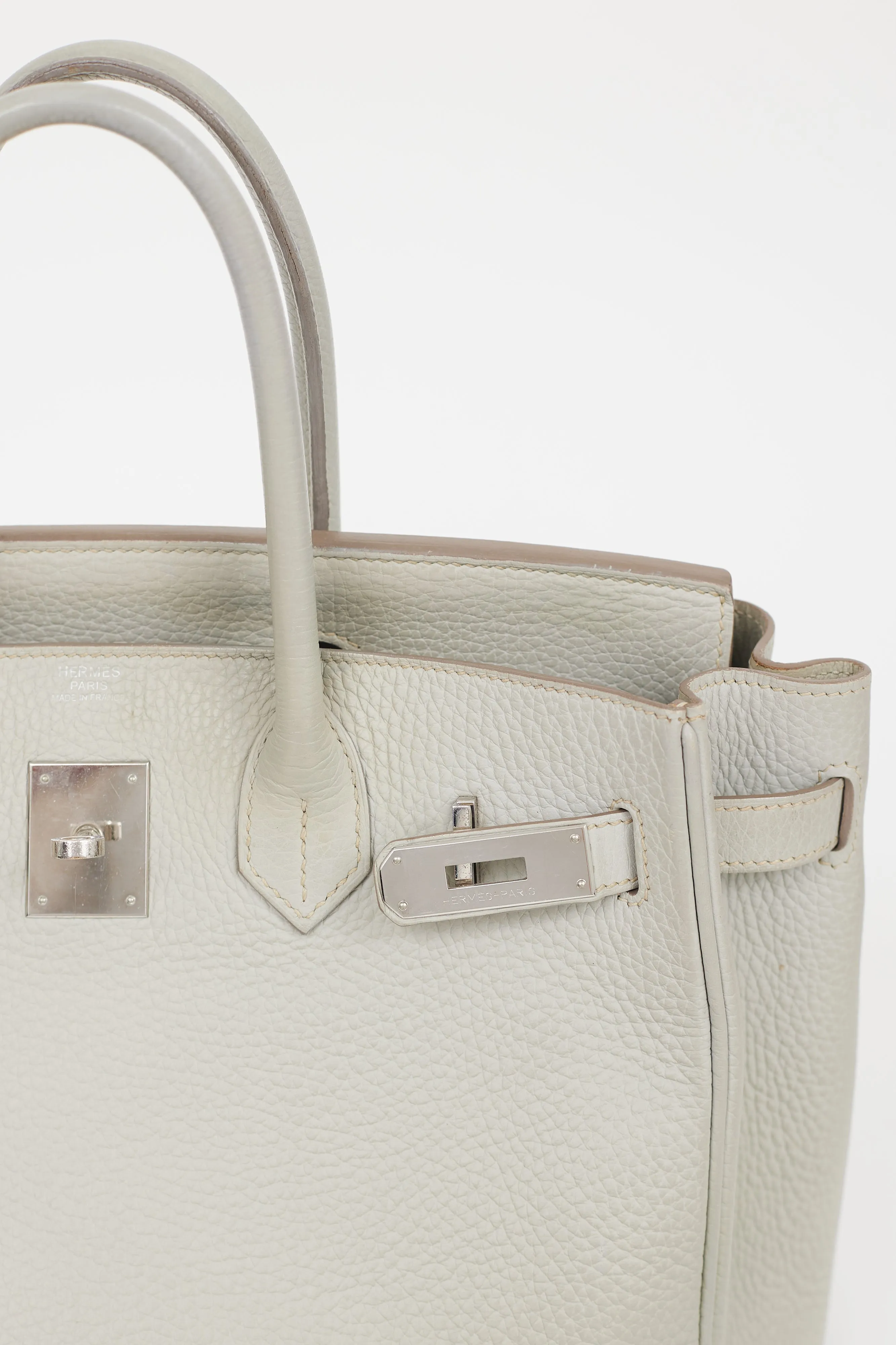 2013 Gris Perle Clemence Leather & Silver Birkin 30 Bag