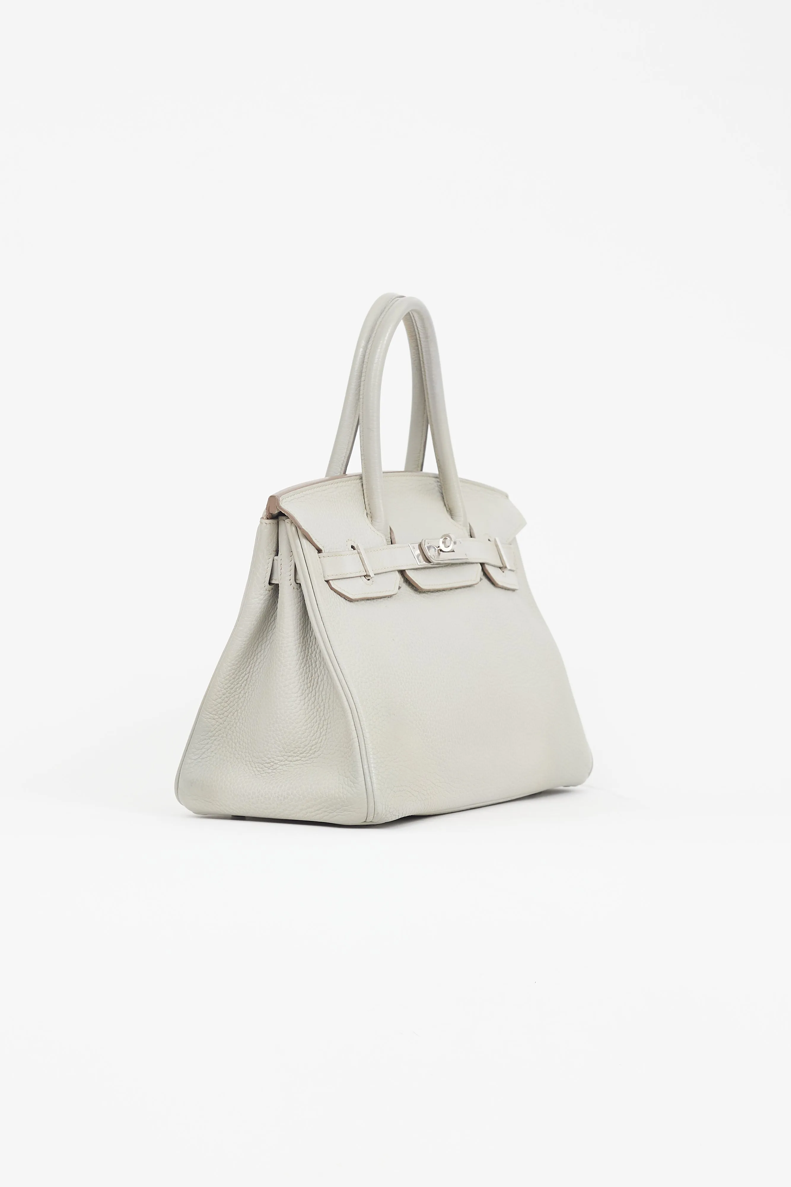2013 Gris Perle Clemence Leather & Silver Birkin 30 Bag