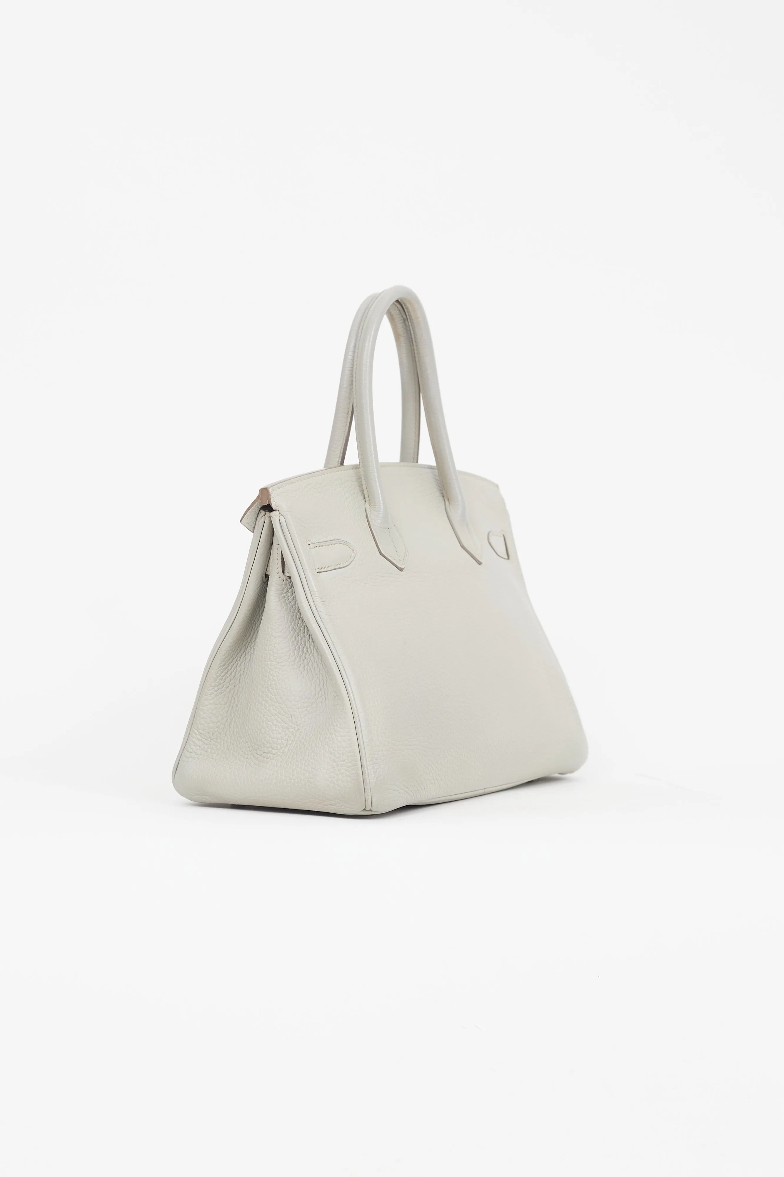 2013 Gris Perle Clemence Leather & Silver Birkin 30 Bag