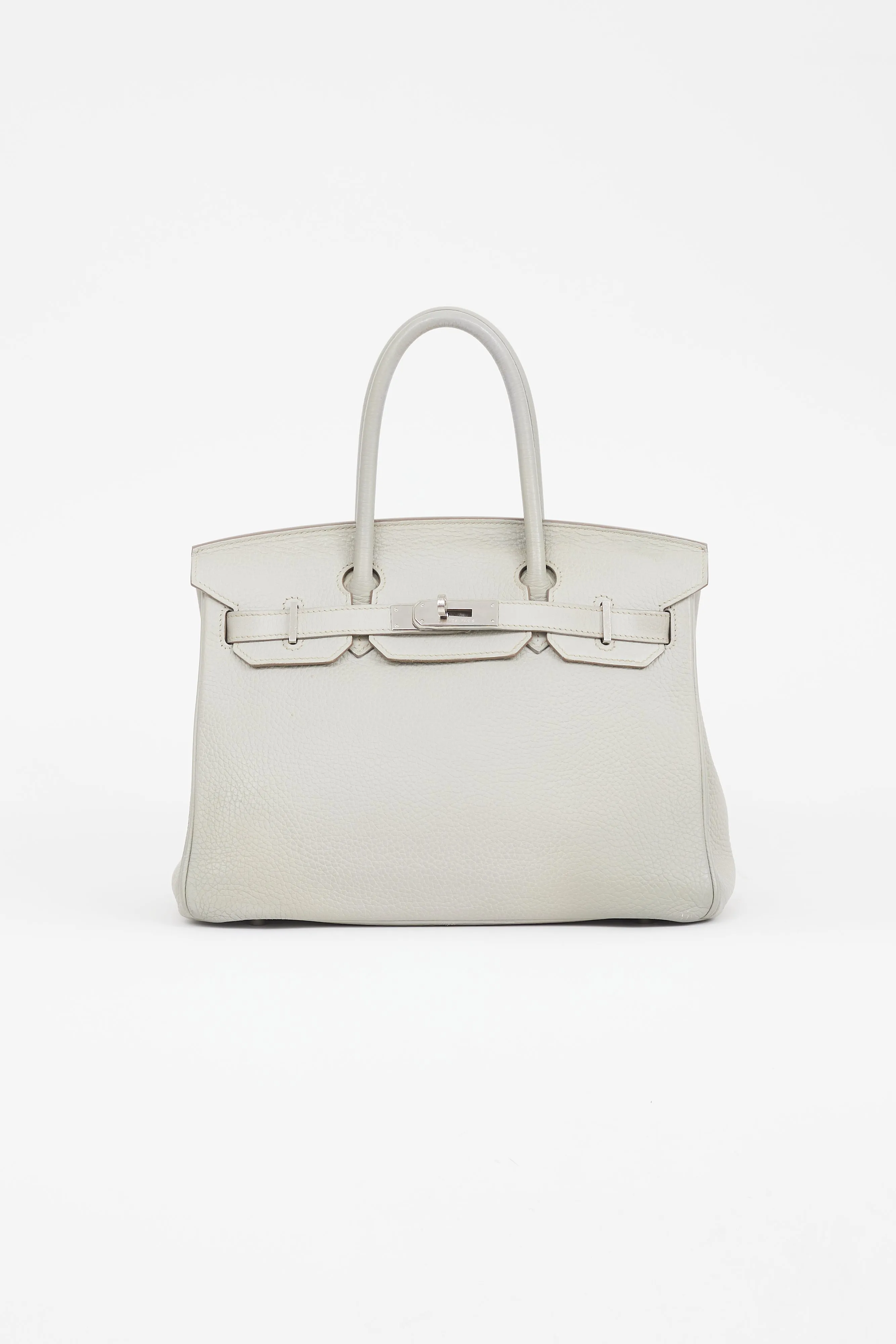 2013 Gris Perle Clemence Leather & Silver Birkin 30 Bag