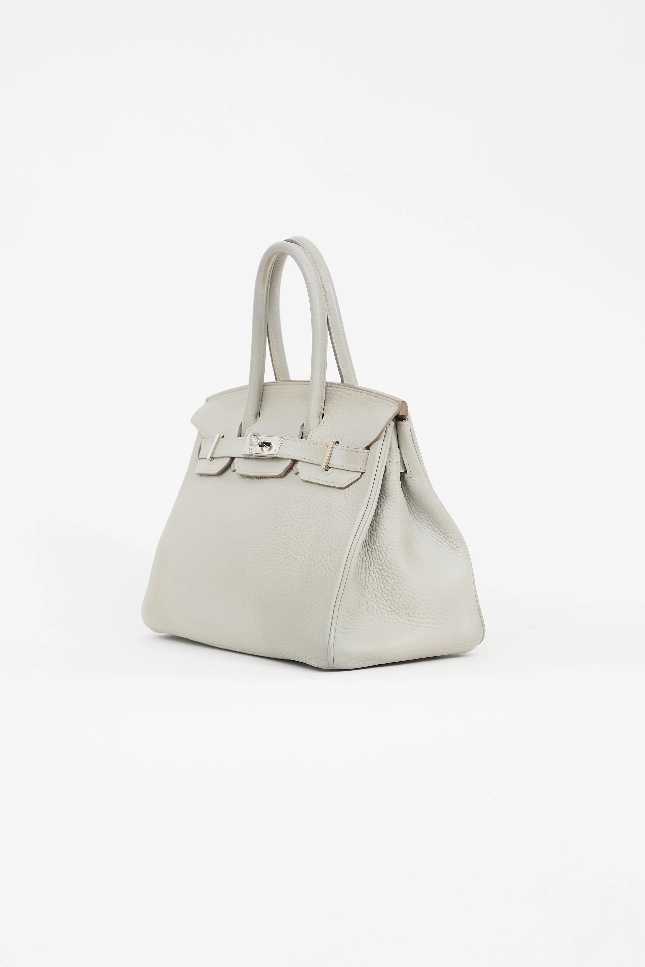 2013 Gris Perle Clemence Leather & Silver Birkin 30 Bag