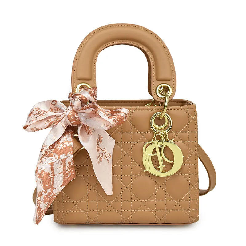 2025 Leather Rhombic Crossbody Bag  Shiny Small Daifei Shoulder Square Bag for Women