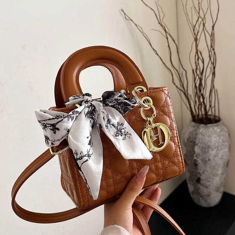2025 Leather Rhombic Crossbody Bag  Shiny Small Daifei Shoulder Square Bag for Women