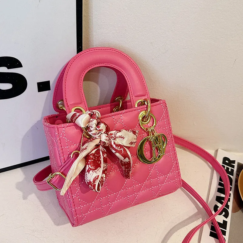 2025 Leather Rhombic Crossbody Bag  Shiny Small Daifei Shoulder Square Bag for Women