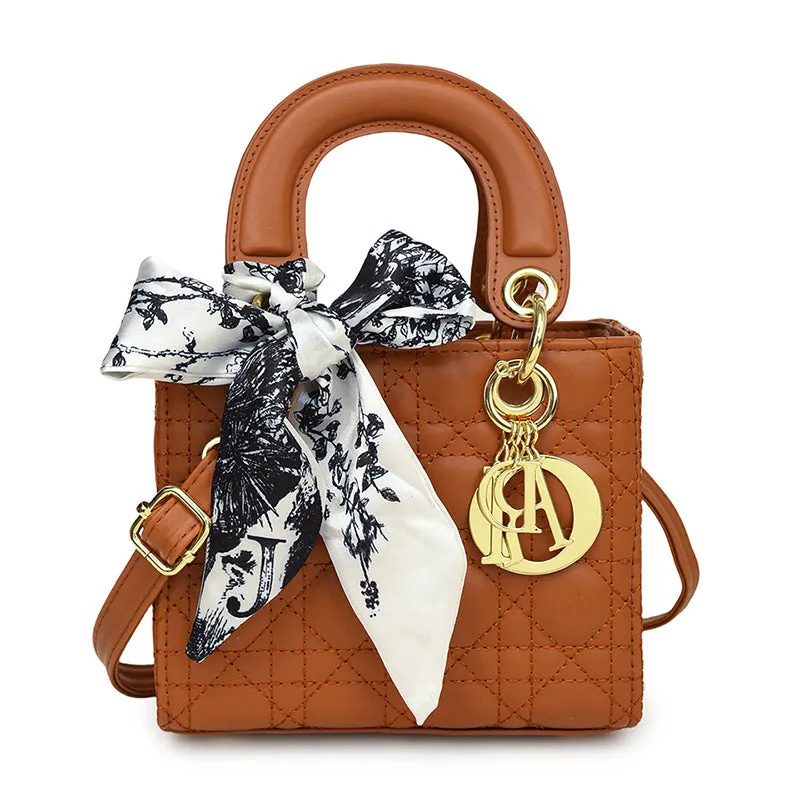 2025 Leather Rhombic Crossbody Bag  Shiny Small Daifei Shoulder Square Bag for Women