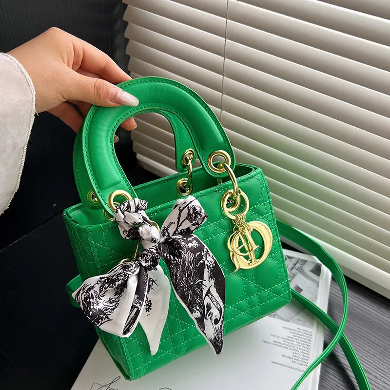 2025 Leather Rhombic Crossbody Bag  Shiny Small Daifei Shoulder Square Bag for Women