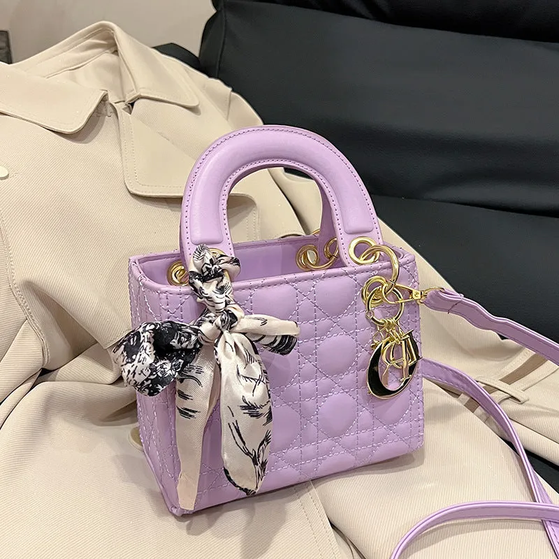 2025 Leather Rhombic Crossbody Bag  Shiny Small Daifei Shoulder Square Bag for Women