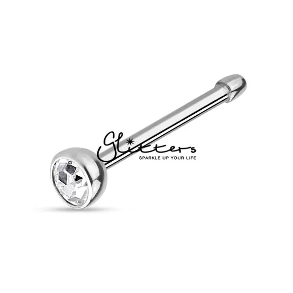 20GA 316L Surgical Steel Press Fit Nose Bone with C.Z