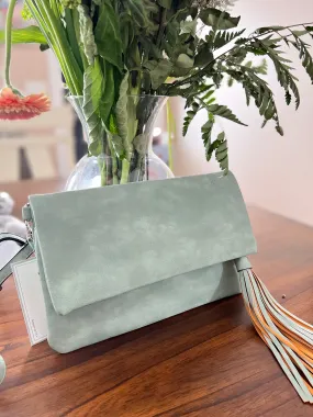 Austin Tassle Flapover Crossbody in Light Teal