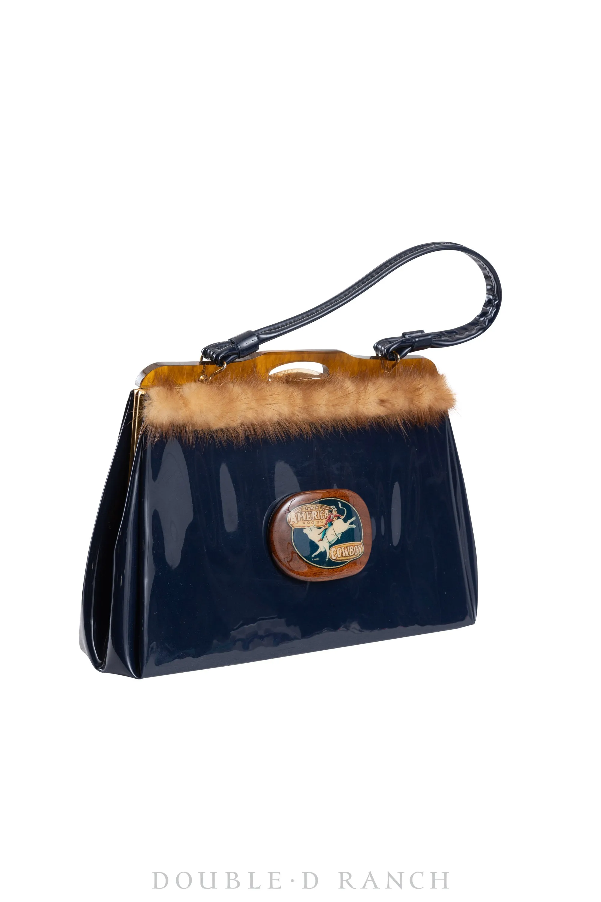 Bag, Silver Label, Blue Patent Leather with Bull Rider Buckle, Numbered Edition, Repurposed, 1276