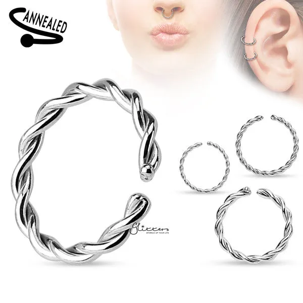 Braided Surgical Steel Annealed and Rounded Ends Nose Rings