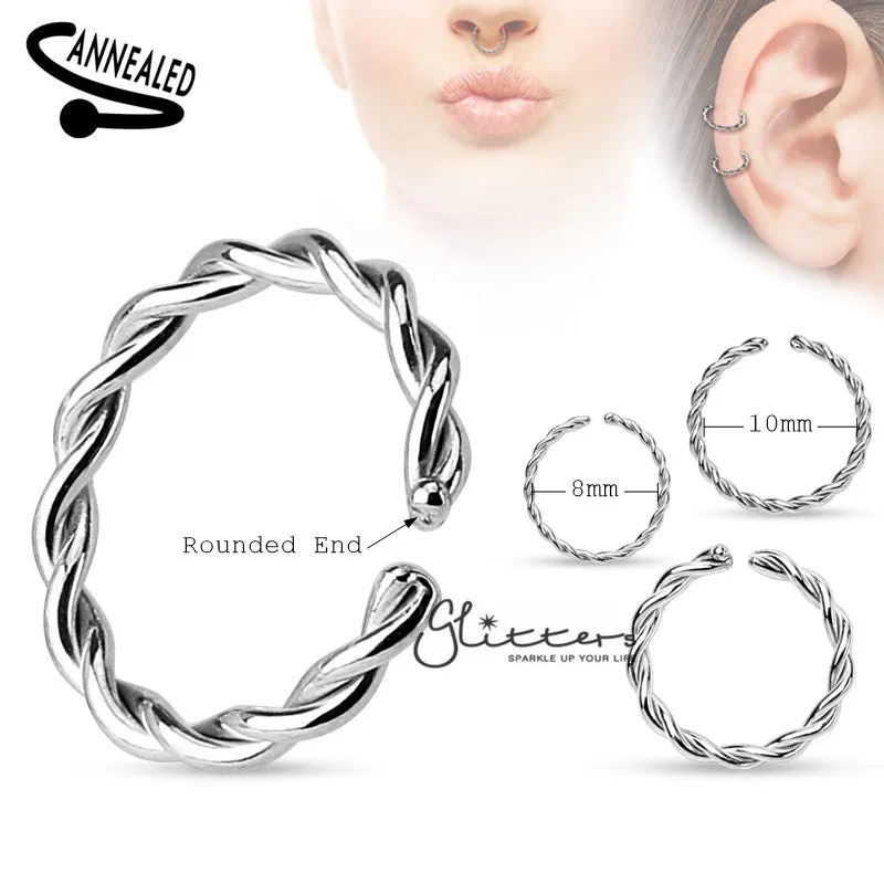 Braided Surgical Steel Annealed and Rounded Ends Nose Rings