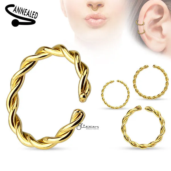 Braided Surgical Steel Annealed and Rounded Ends Nose Rings