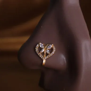 Butterfly in a heart Nose cuff Jewelry