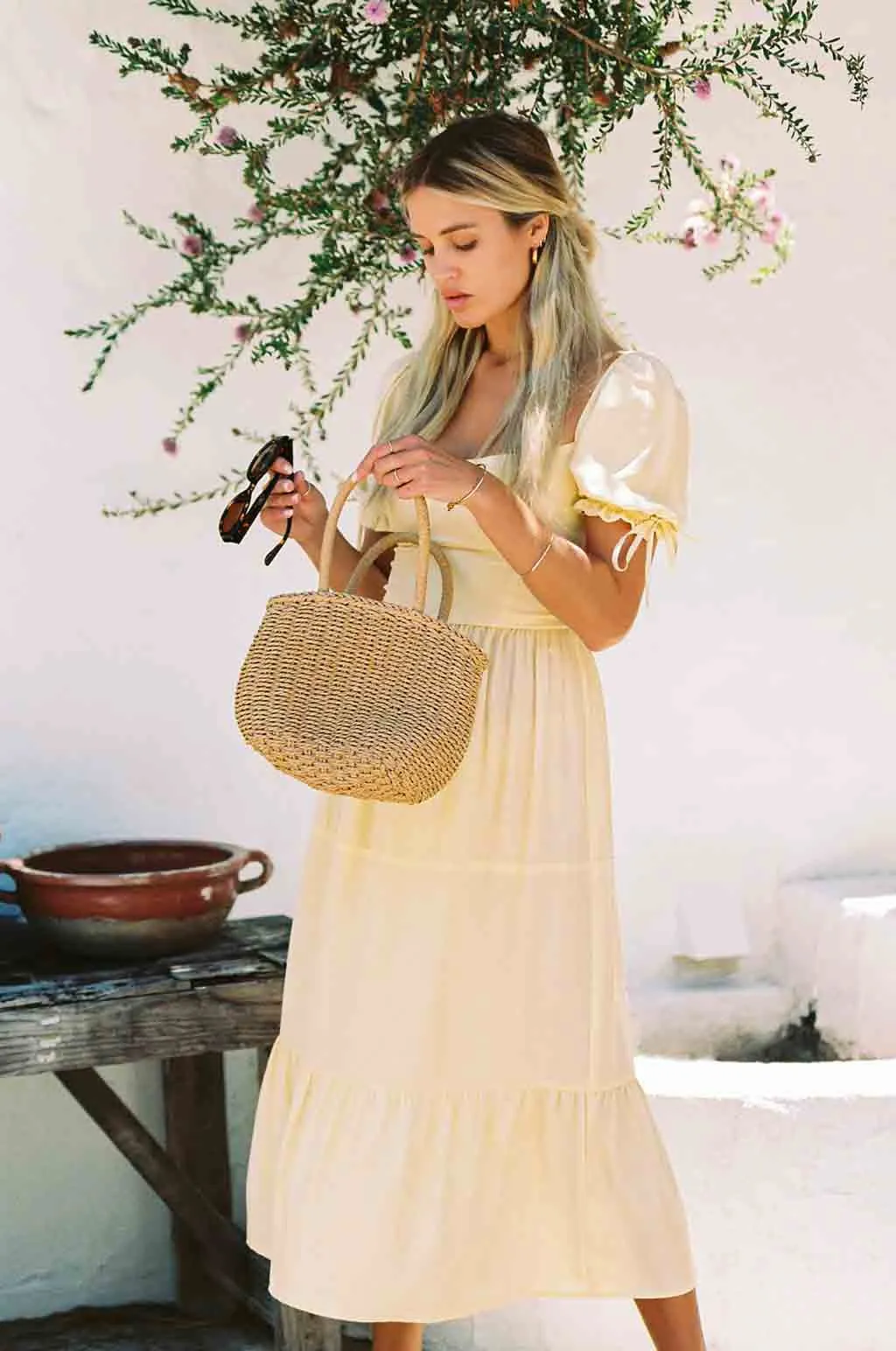 Canyon Dress, Soft Yellow Pure Silk