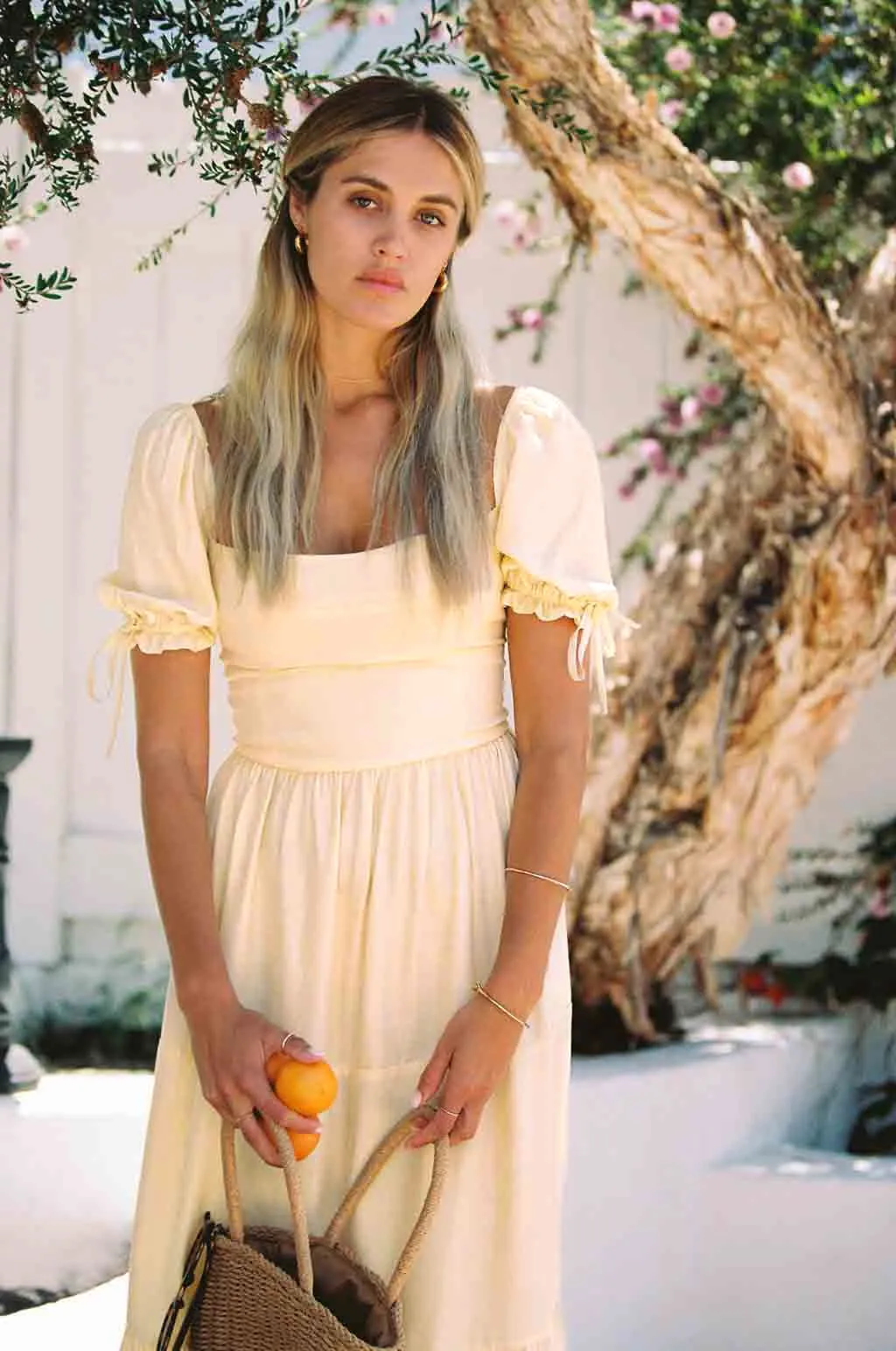 Canyon Dress, Soft Yellow Pure Silk