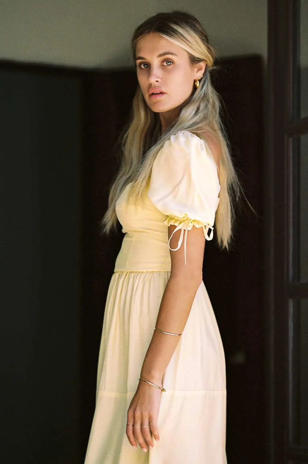 Canyon Dress, Soft Yellow Pure Silk