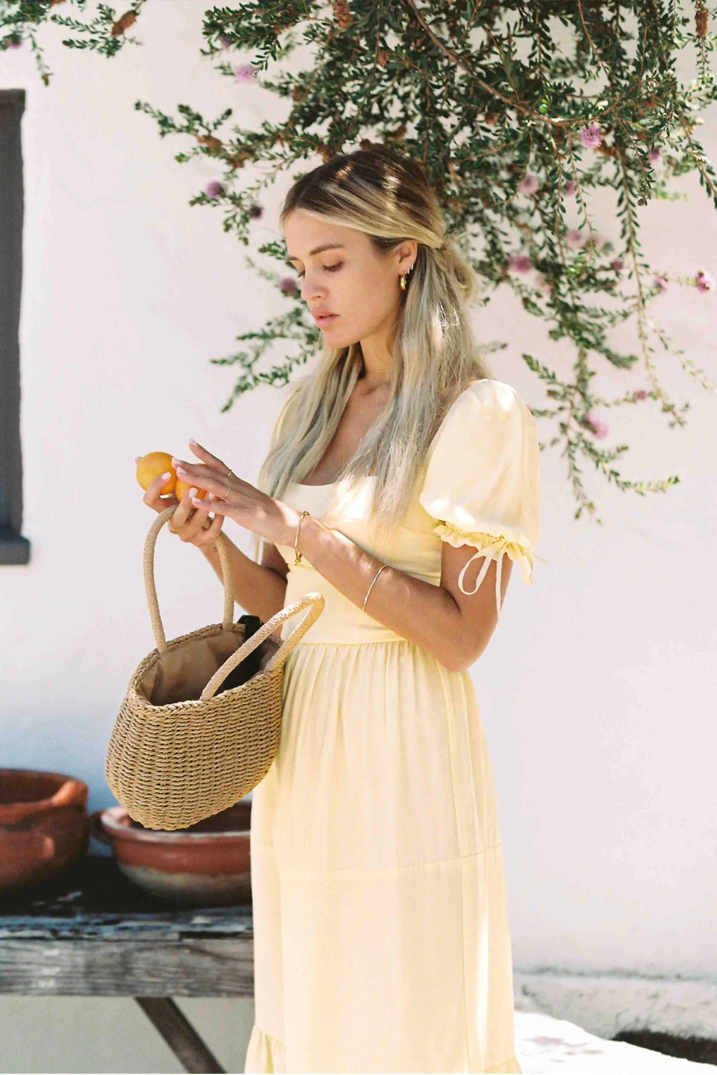 Canyon Dress, Soft Yellow Pure Silk