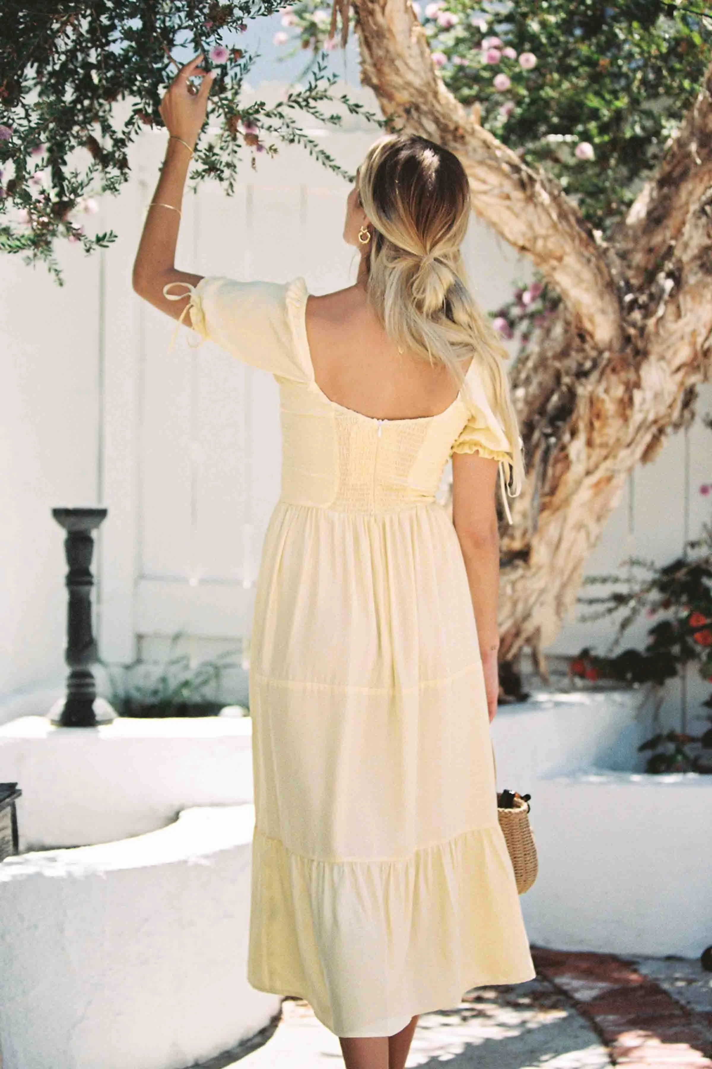 Canyon Dress, Soft Yellow Pure Silk