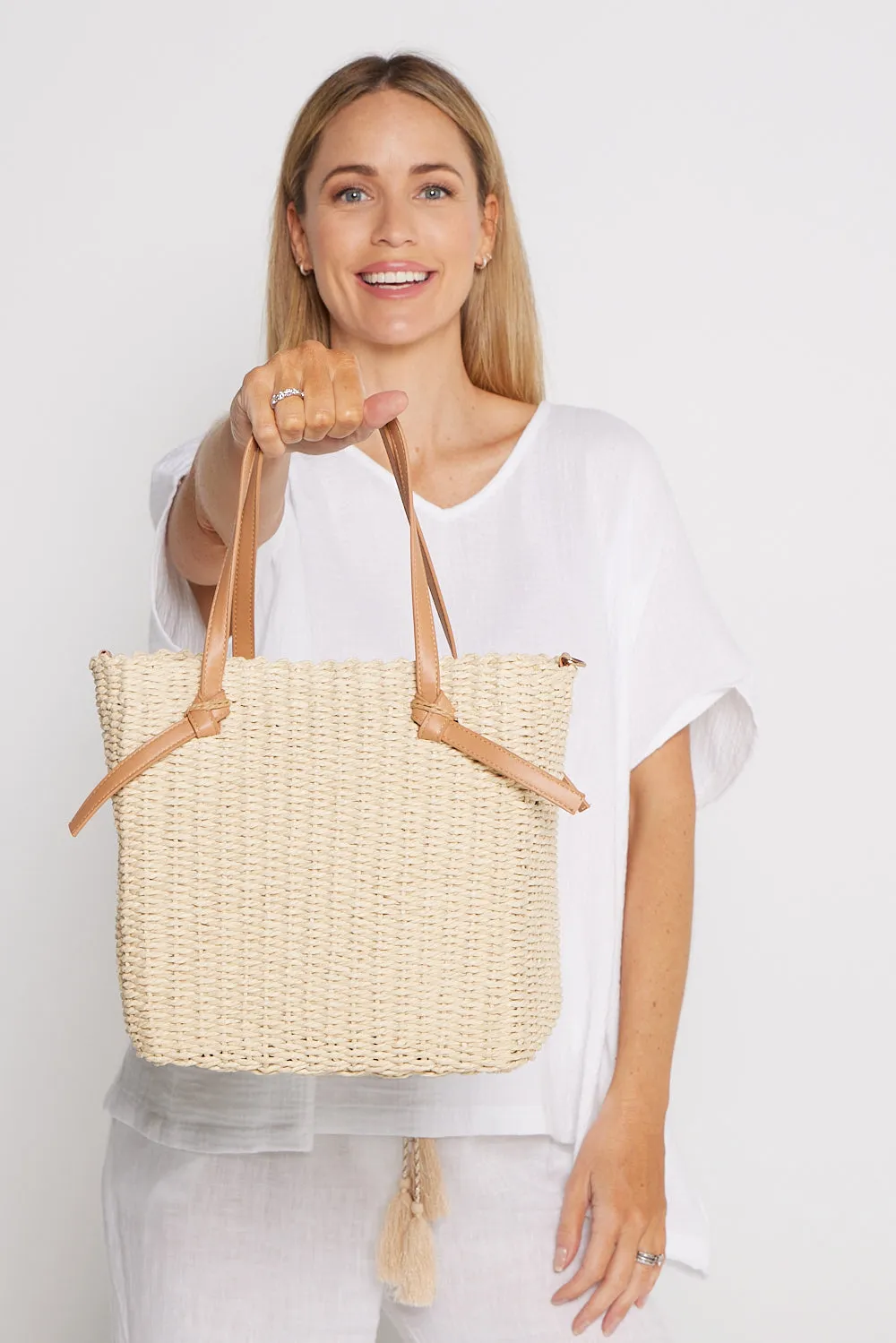 Caribbean Raffia Tote Bag - Natural