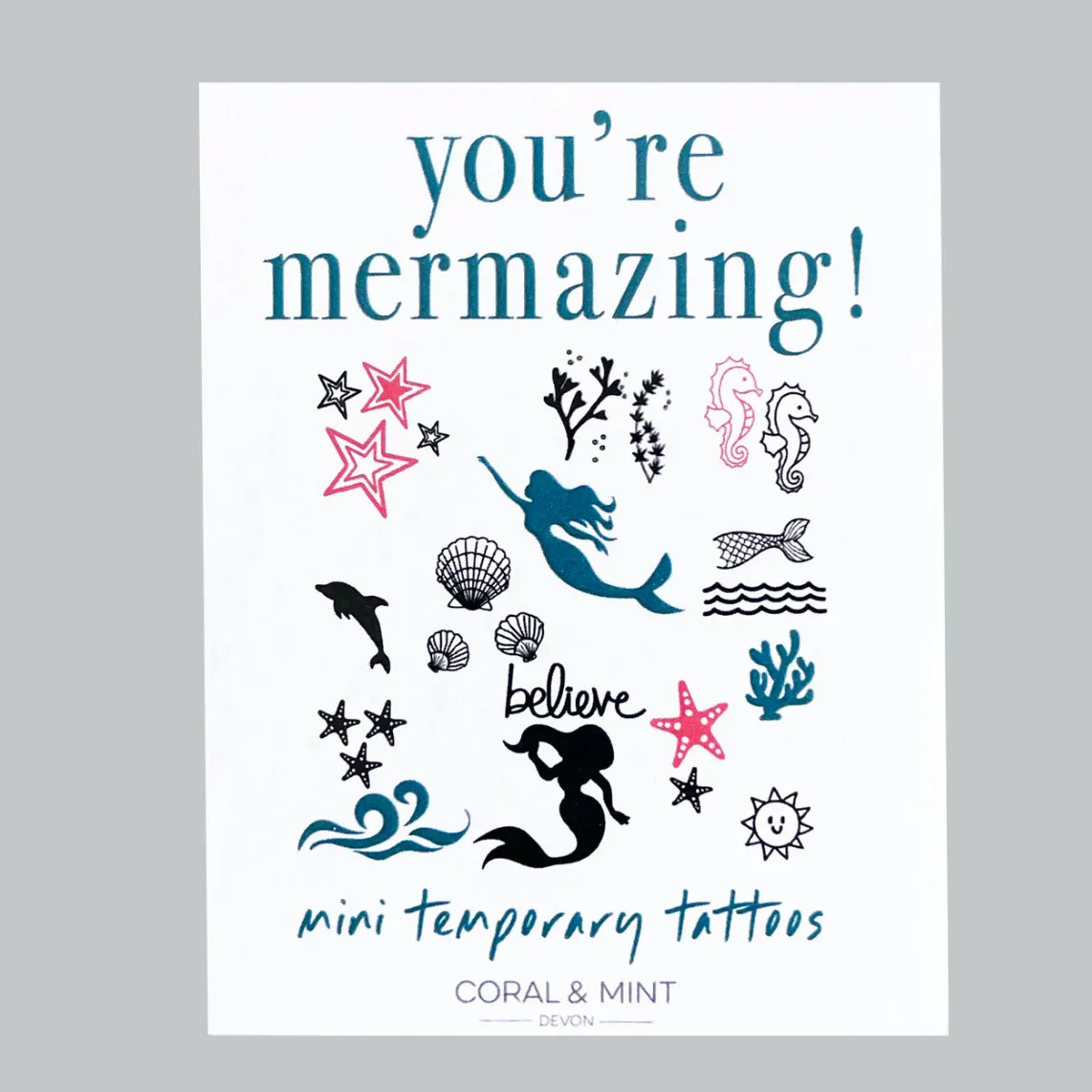 Coral & Mint Mini Temporary Tattoos