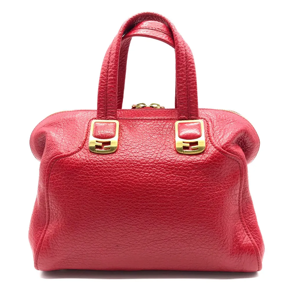 FENDI Handbag 8BL114 leather Red Mini Boston Duffel bag chameleon Women Used