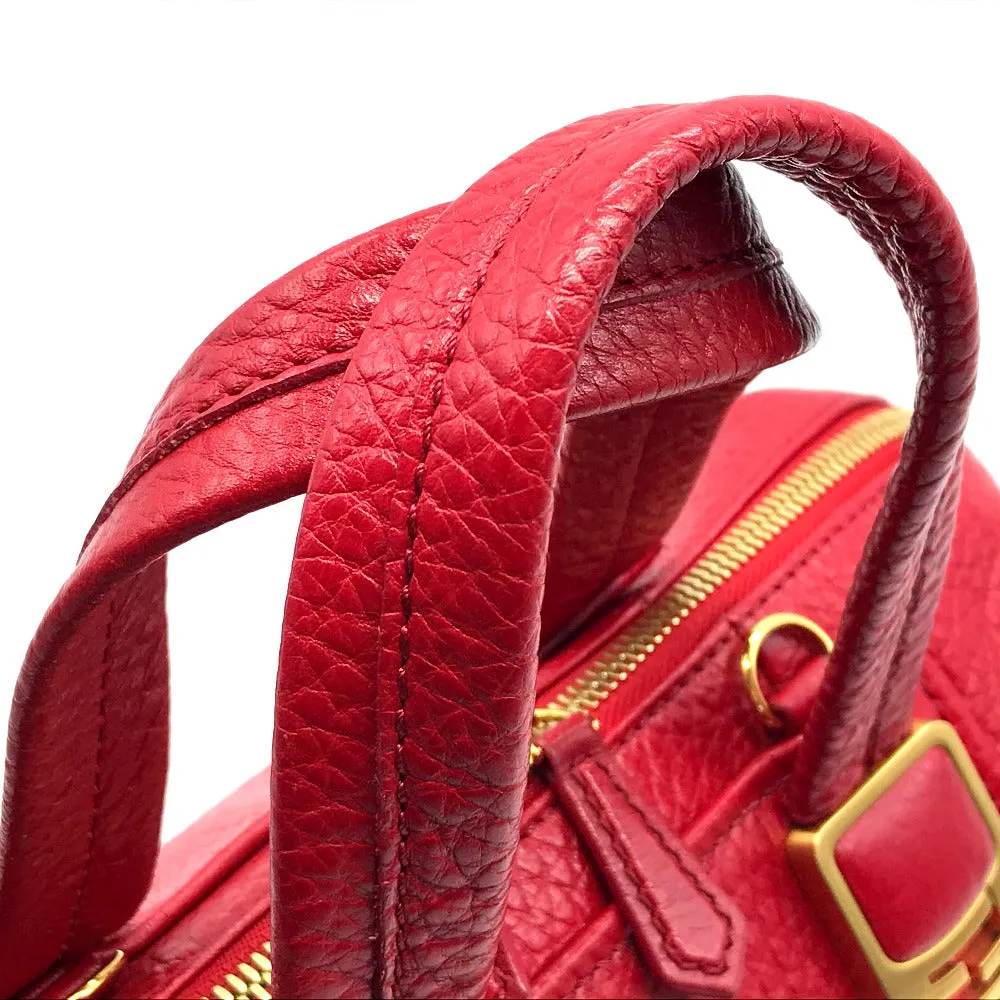 FENDI Handbag 8BL114 leather Red Mini Boston Duffel bag chameleon Women Used