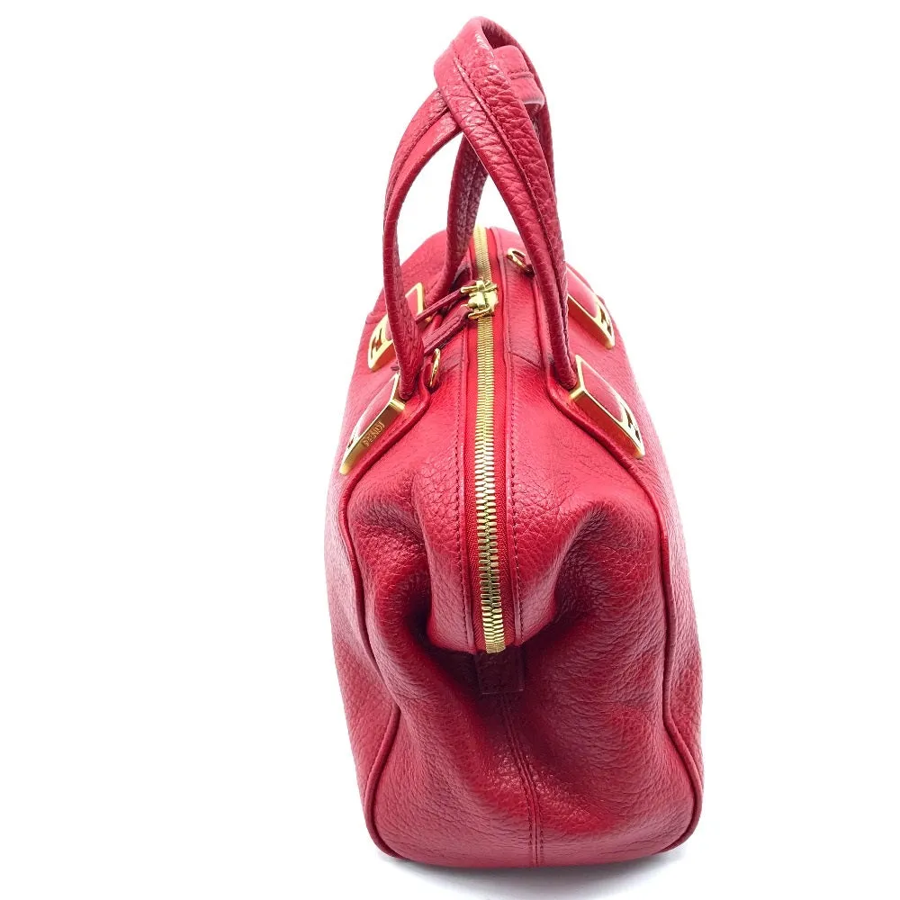 FENDI Handbag 8BL114 leather Red Mini Boston Duffel bag chameleon Women Used