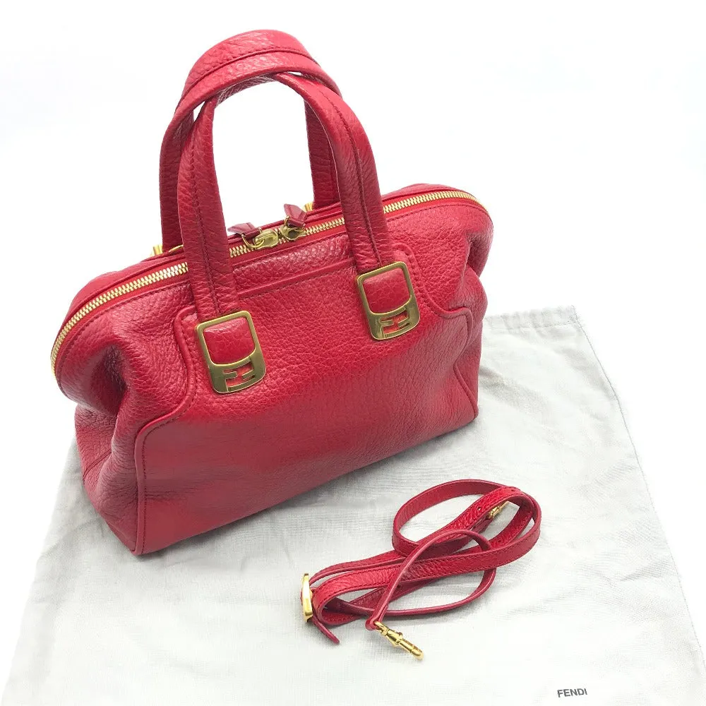 FENDI Handbag 8BL114 leather Red Mini Boston Duffel bag chameleon Women Used