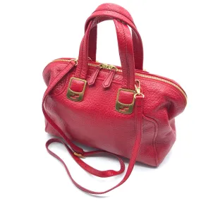 FENDI Handbag 8BL114 leather Red Mini Boston Duffel bag chameleon Women Used