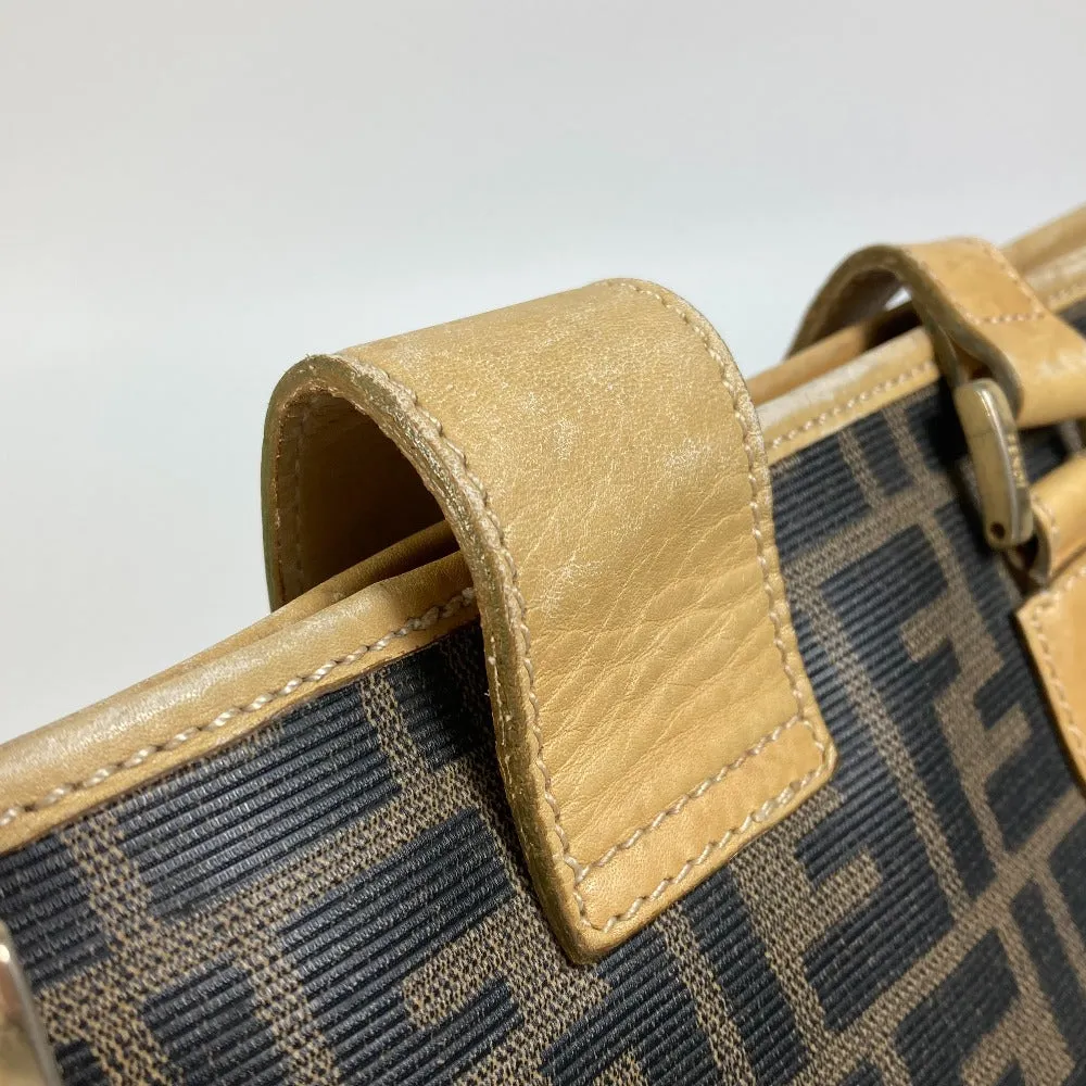 FENDI Tote Bag PVC / Leather Brown Zucca Pattern