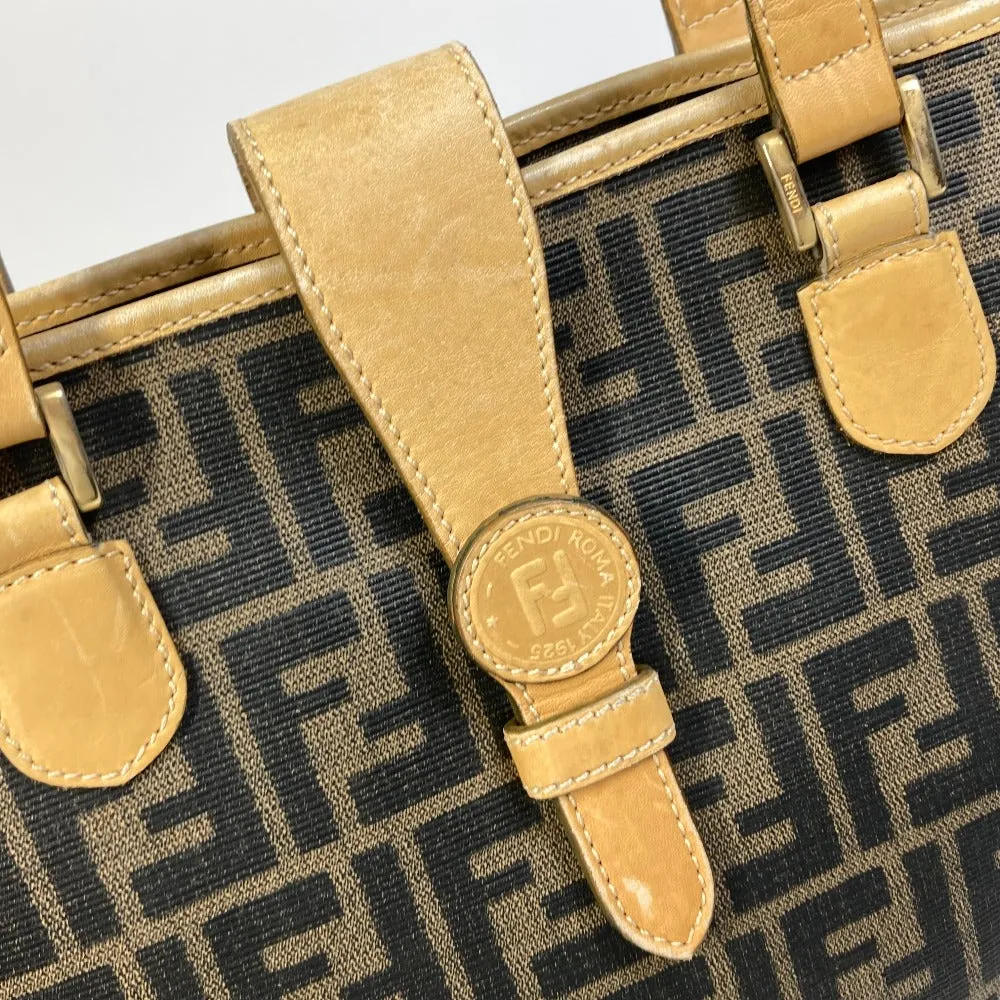 FENDI Tote Bag PVC / Leather Brown Zucca Pattern