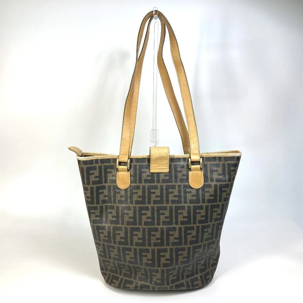 FENDI Tote Bag PVC / Leather Brown Zucca Pattern