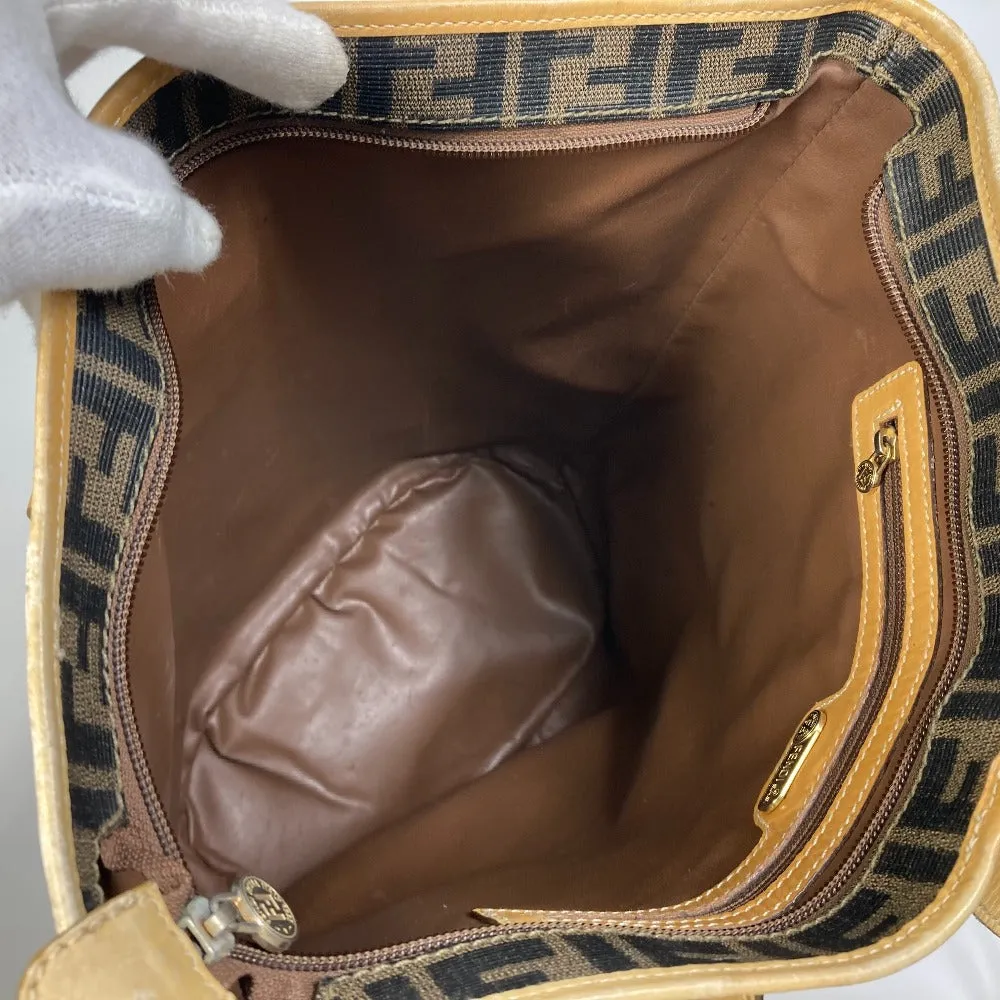 FENDI Tote Bag PVC / Leather Brown Zucca Pattern