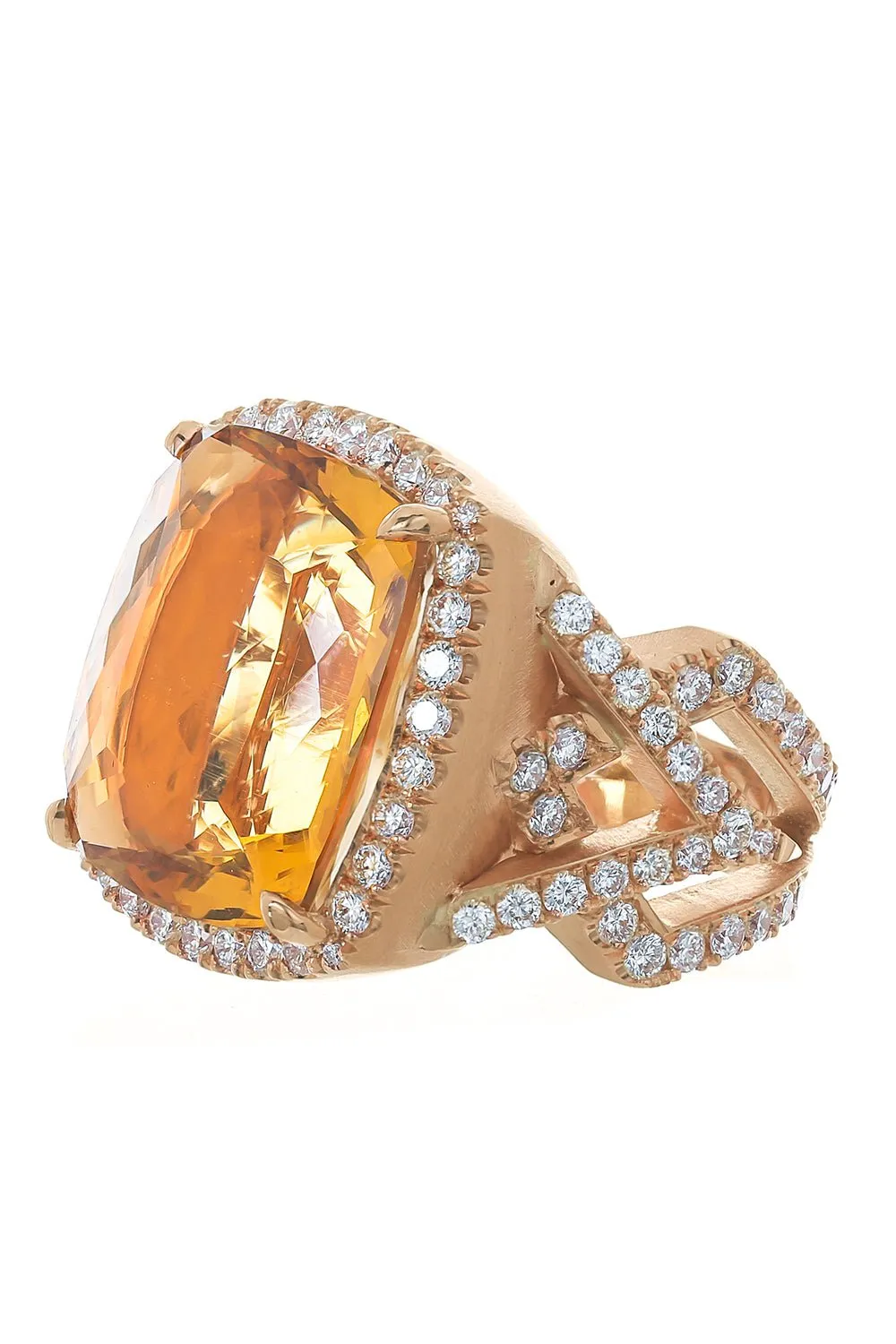 Golden Beryl Diamond Ring