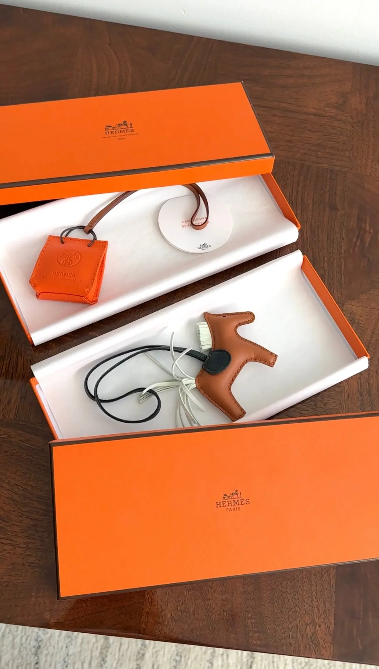 Hermes Orange Leather Shopping Bag Charm