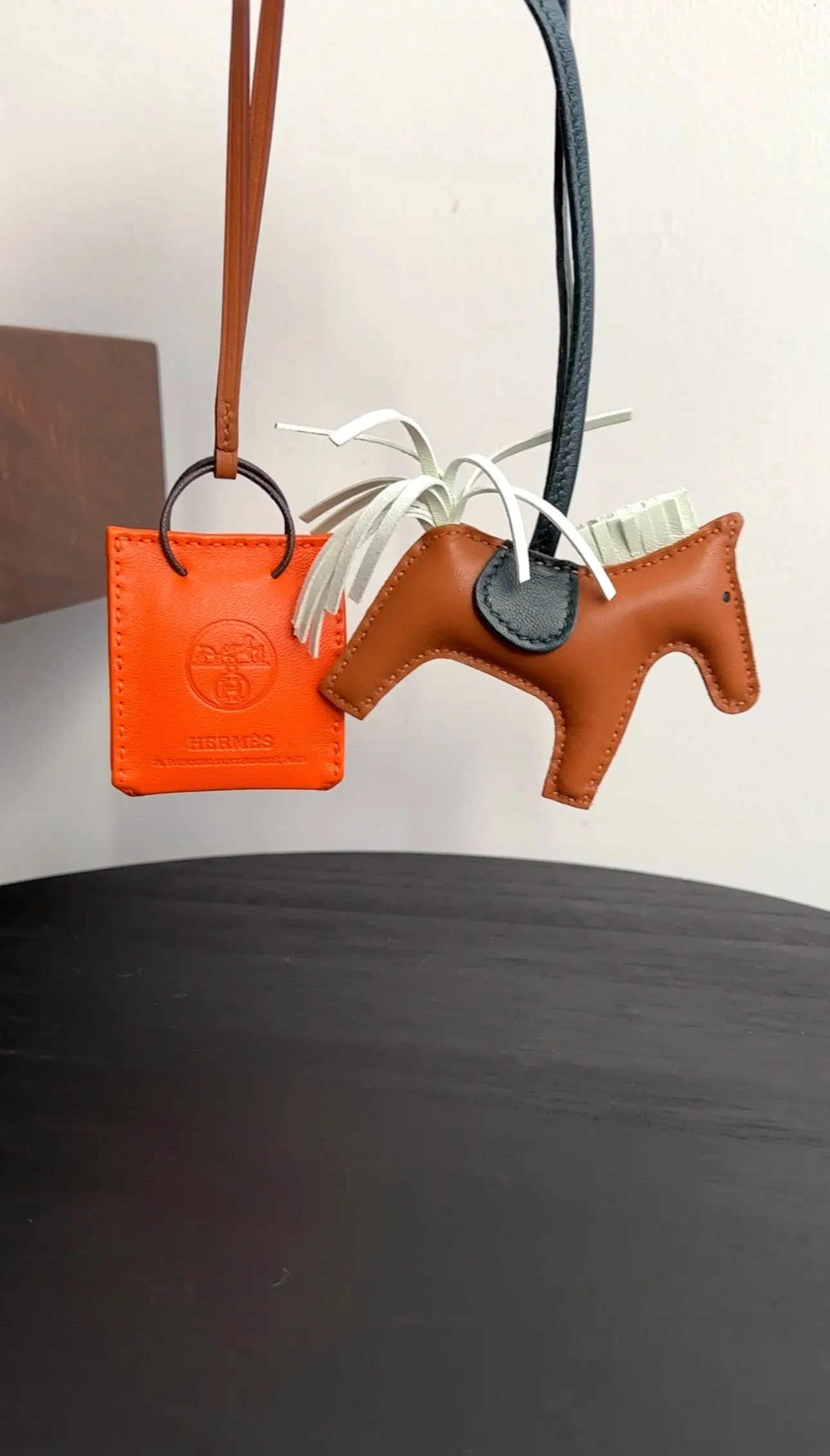 Hermes Orange Leather Shopping Bag Charm