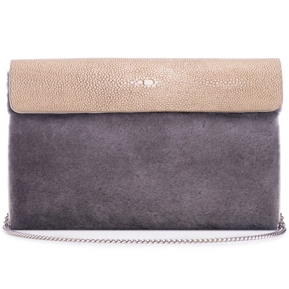 Holly  Large Fold Top Clutch with Chain