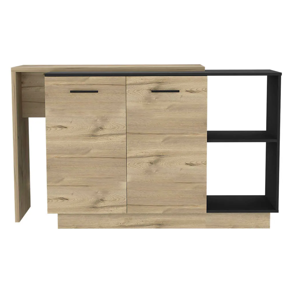 Kitchen Island Ohio Double Door Black/Light Oak
