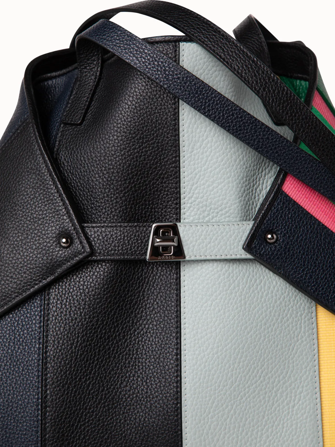 Medium Ai Schultertasche aus Polychromatic Leder und Rosshaarstreifen