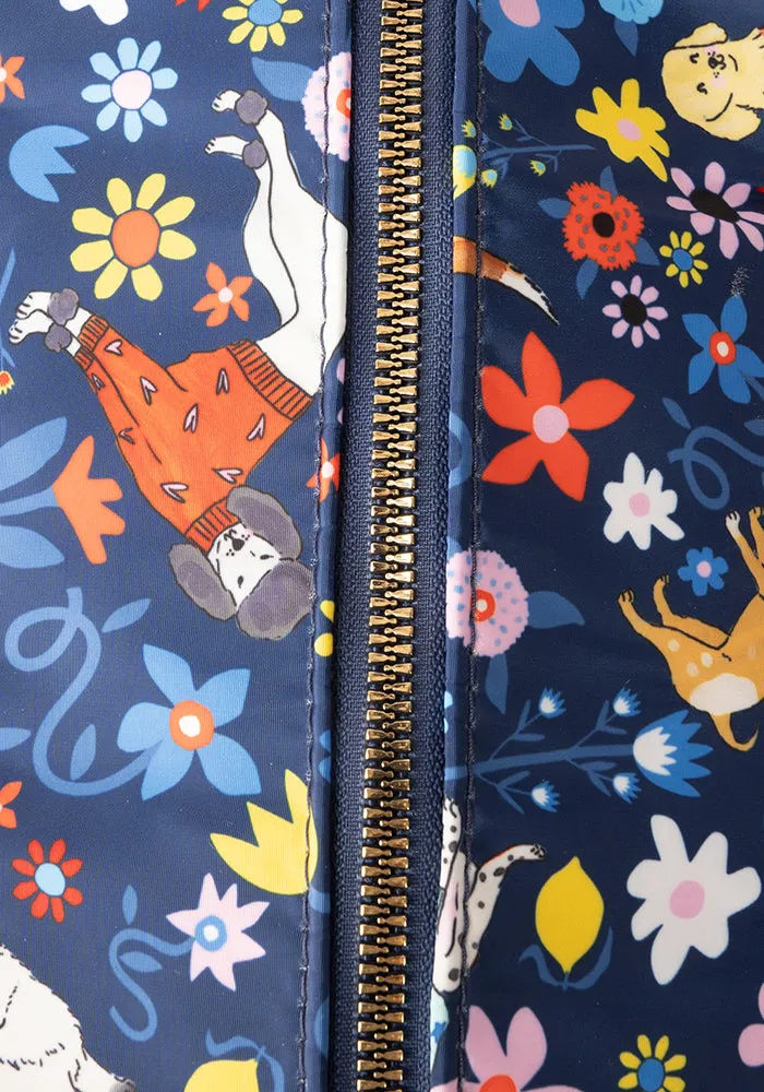 Navy Dog Garden Print Holdall