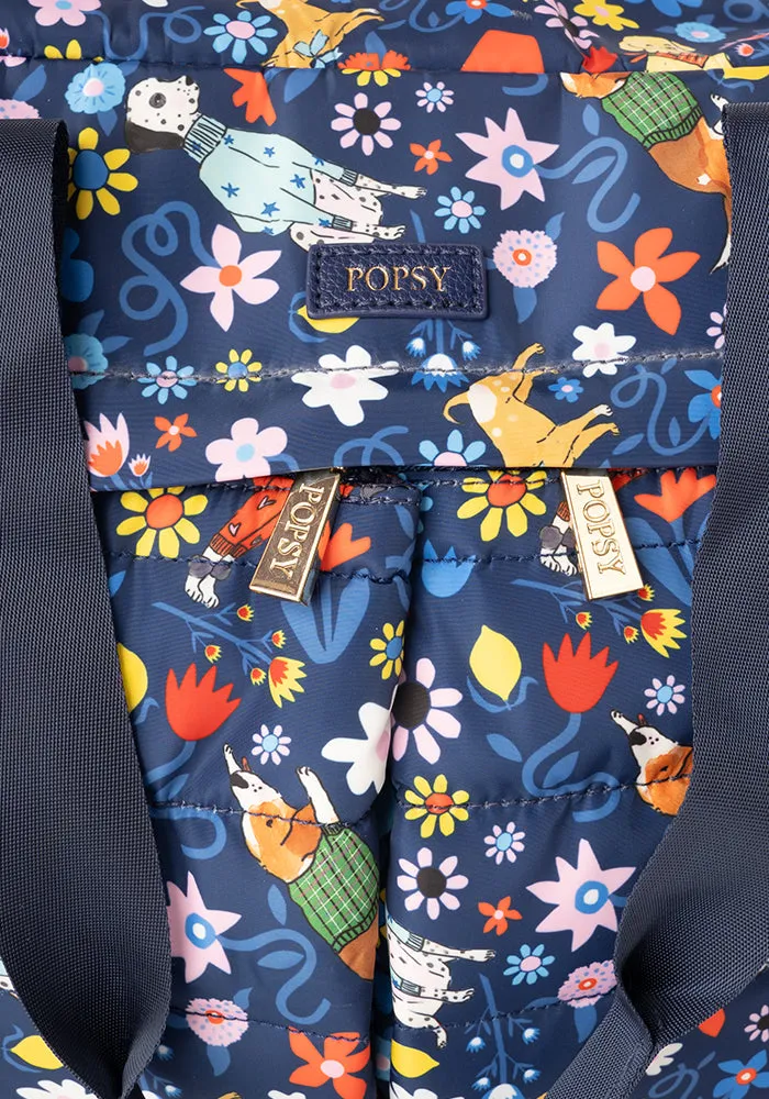Navy Dog Garden Print Holdall