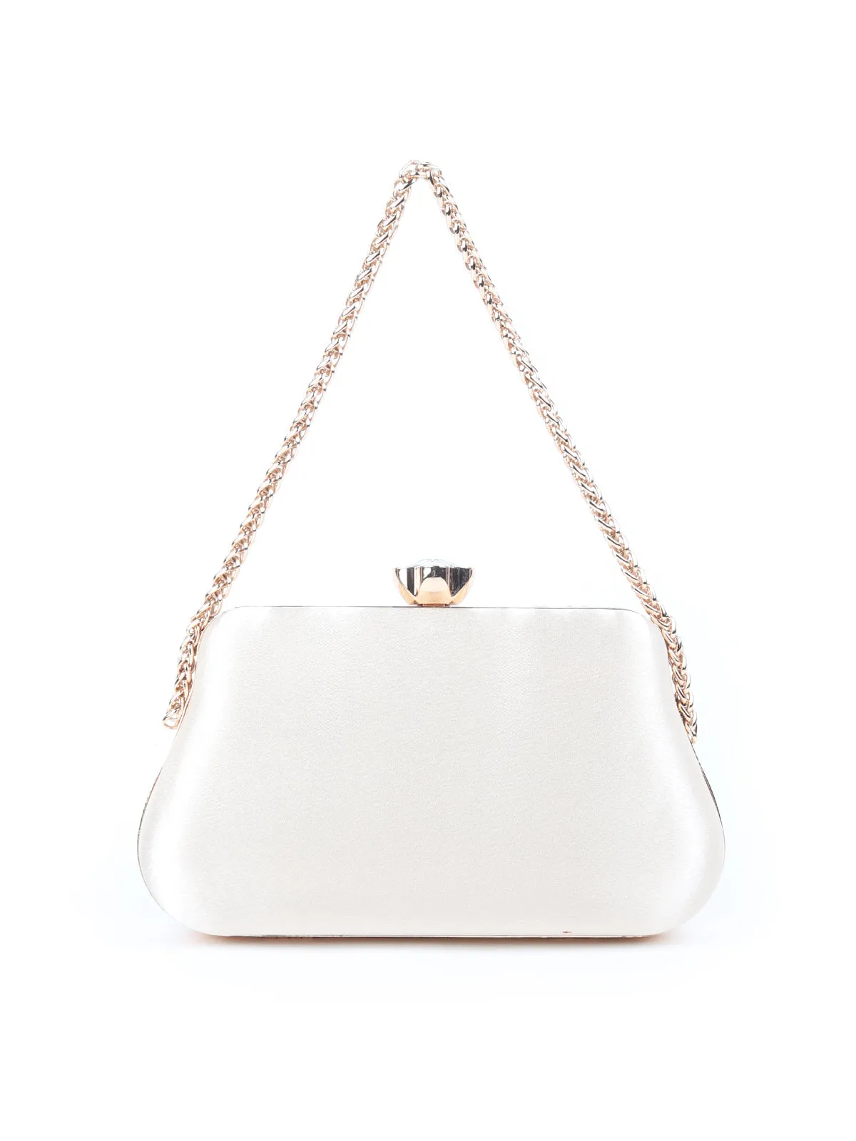 Odette Golden Ruched And Embellished Clutch For Women