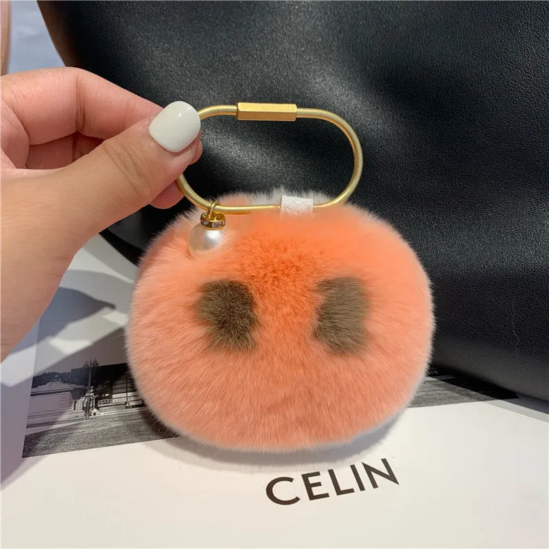 Pig Nose Made of Rabbit Hair Car Key Chain Charm Accessory